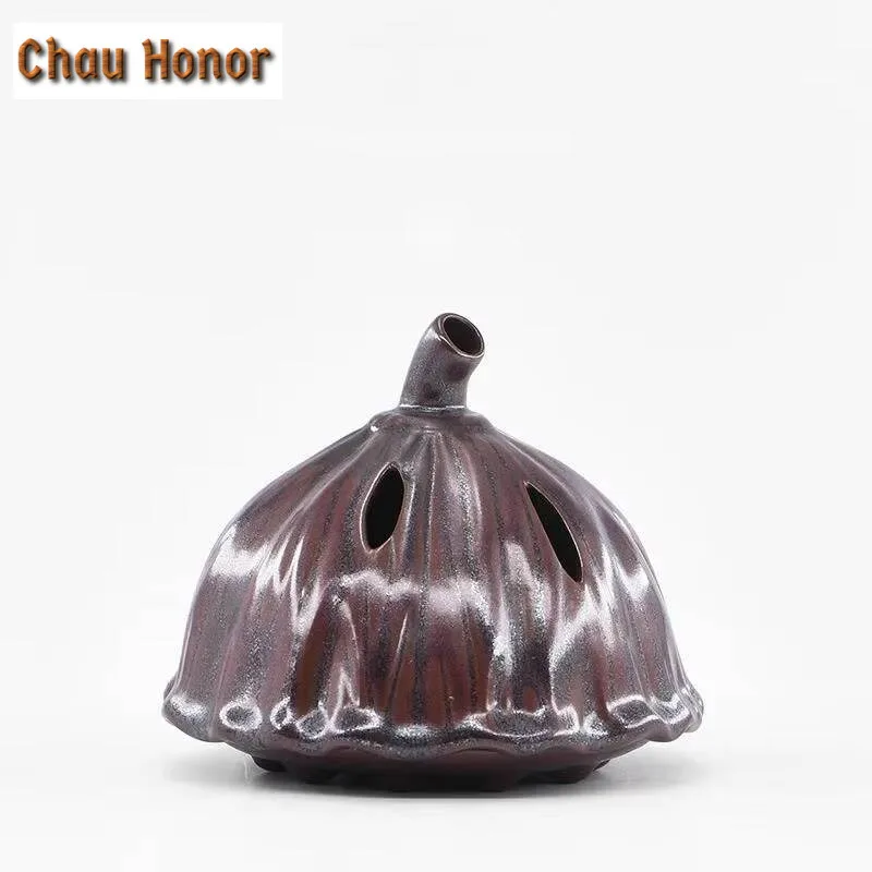 Wabi-sabi Lotus Porcelain Incense Holder Retro Incense Smoke Waterfall Household Zen Scented Aromatic Candles Cha Decoration