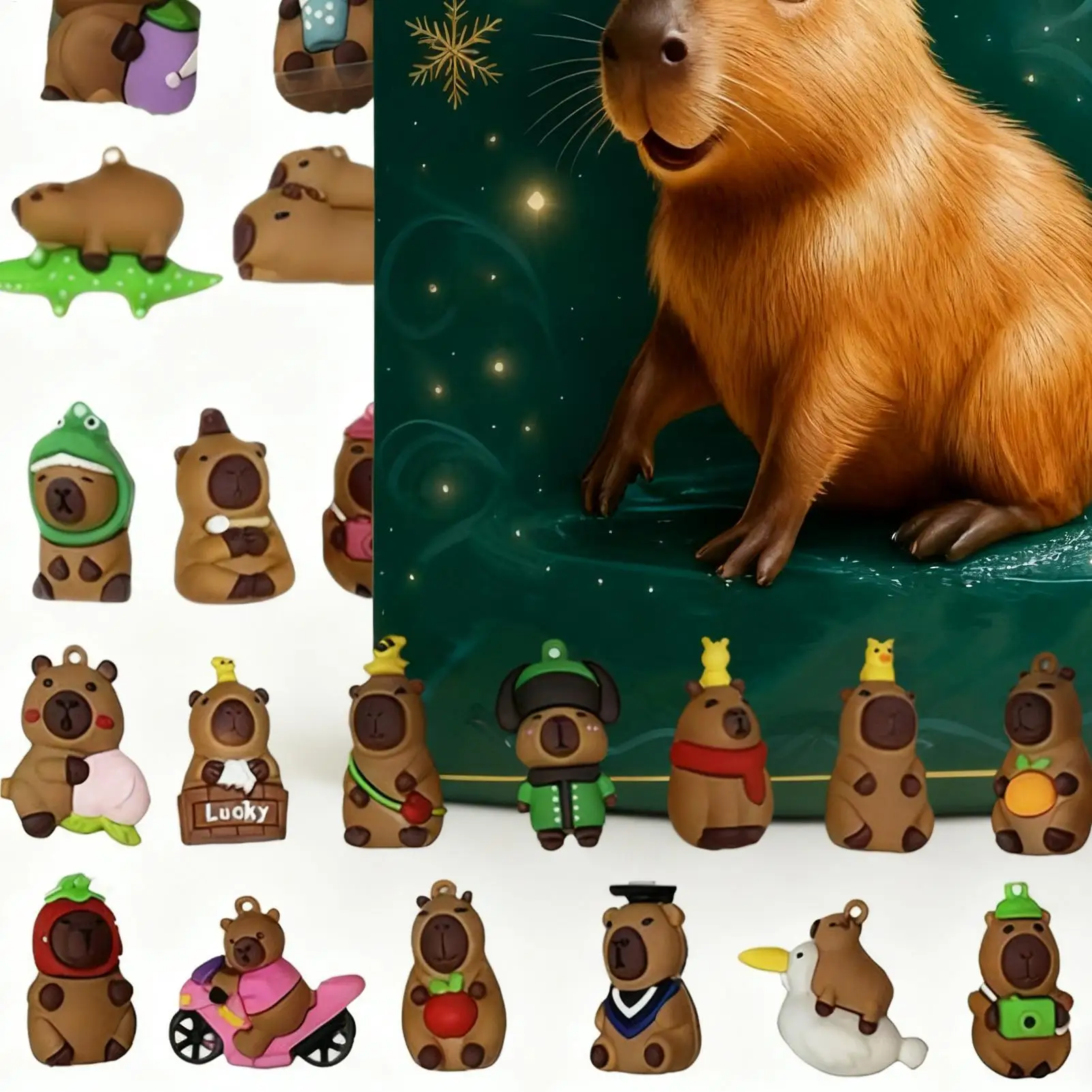 Christmas Calendar 3D Capybara Christmas Decor Collectible Calendar Desk Ornaments For Birthday Party Desk Entryway Office Shops