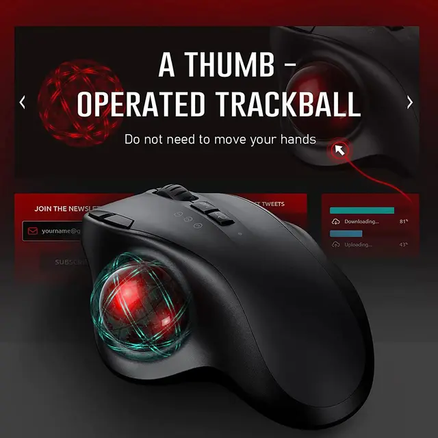 Trackball Wireless Mouse Rechargeable Bluetooth 2.4G USB Mouse Ergonomic Mice for Computer Android Windows 3 Adjustable DPI 3