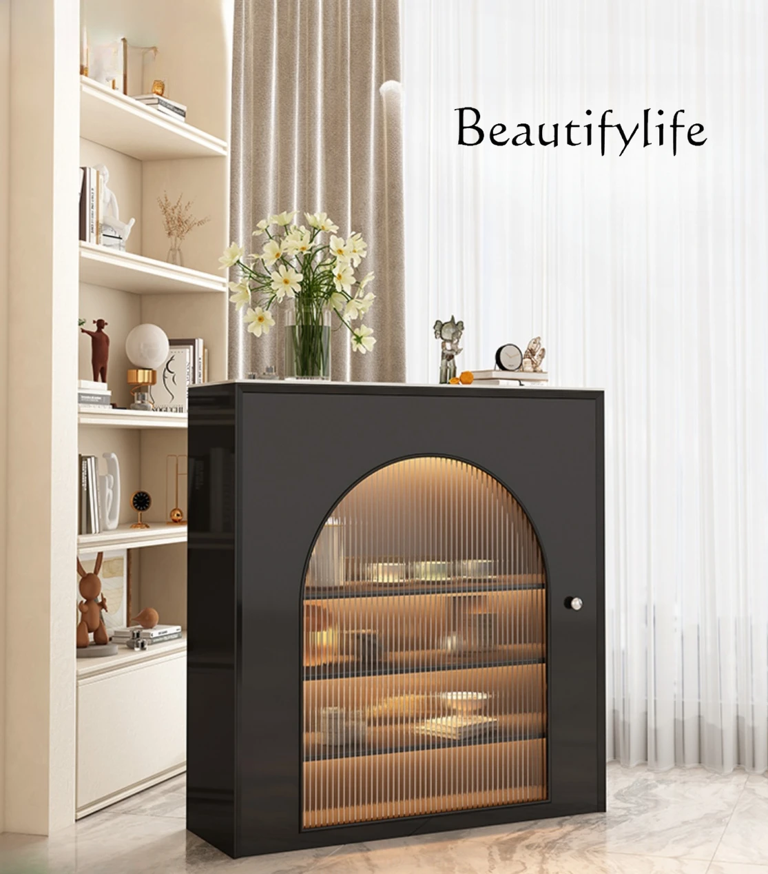 

French Retro Fireplace Curio Cabinet Living Room Simple Hallway Storage Cabinet