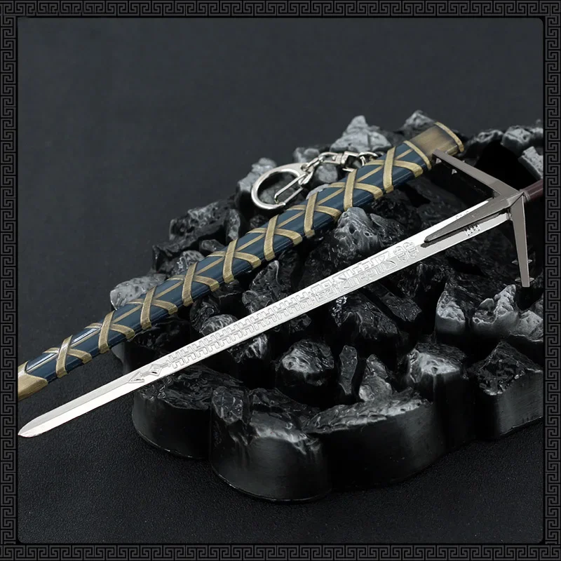 Wild Hunt Weapon Geralt Aerondight Steel Sword 22cm Game Peripheral Medieval Metal Weapon Model Uncut Blade Gifts Toys for Boys 5