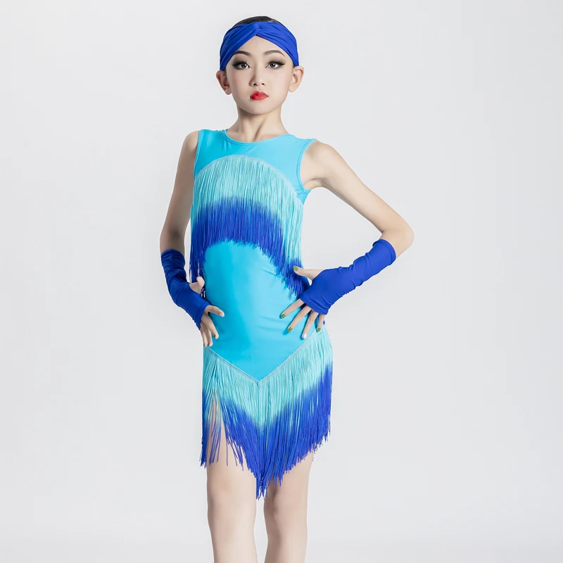 Frange Scarpe Danza Latino Americano Bambina Abito Con Frange