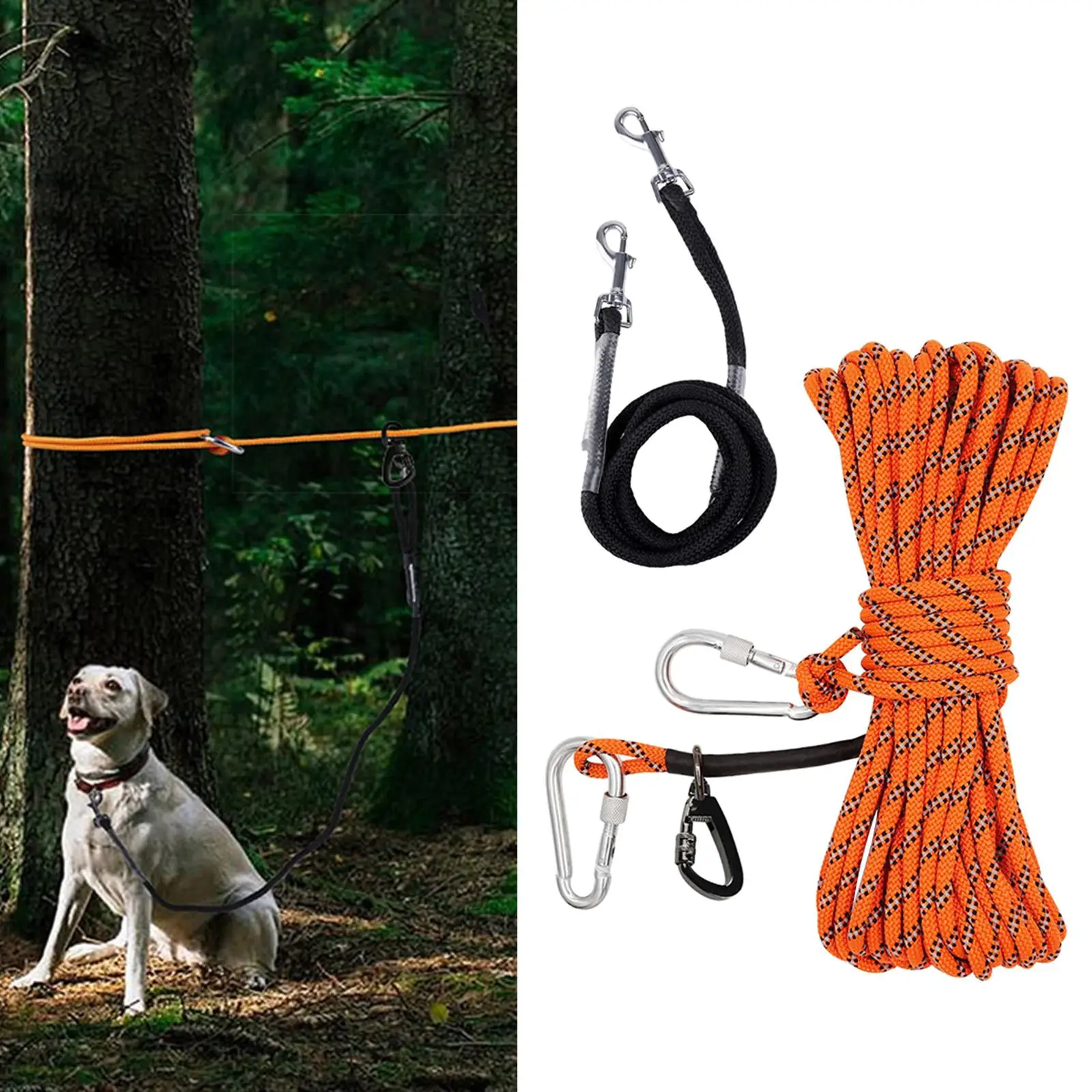 50ft Dog Trolley Runner Cable Portable Carabiners Pulley Smooth Sliding