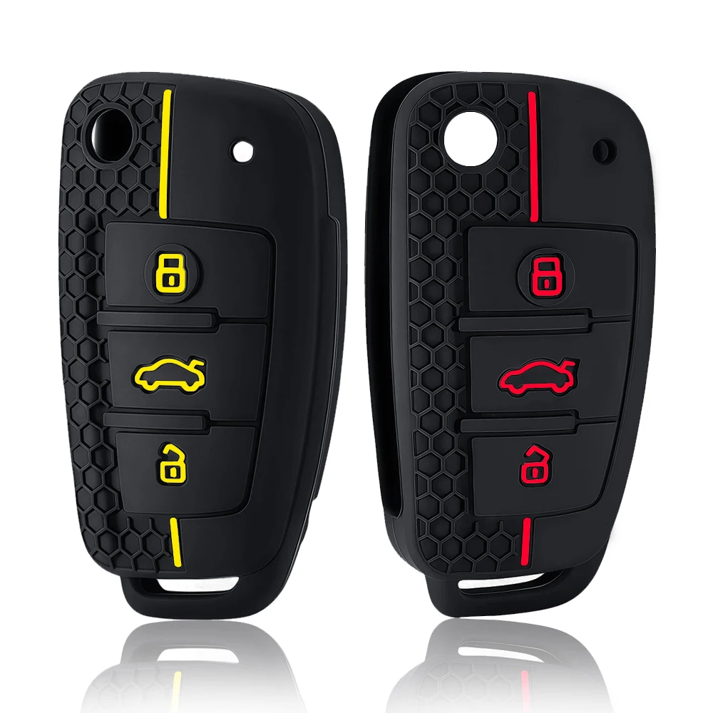 New Hot 3 Button Silicone Key Case Cover Shell for Audi A4 B7 A6 C6 4f 8v A3 8p A1 A3 Accessories Auto Remote Key Holder Jacket