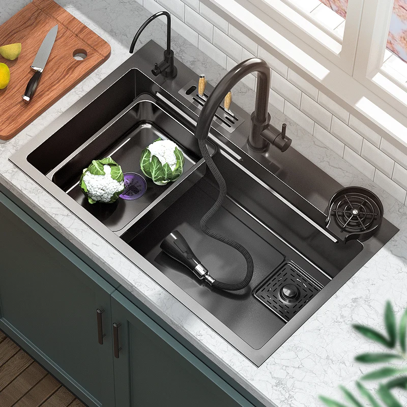 LargeSingleSlotNano304StainlessSteelKitchenSinkModern