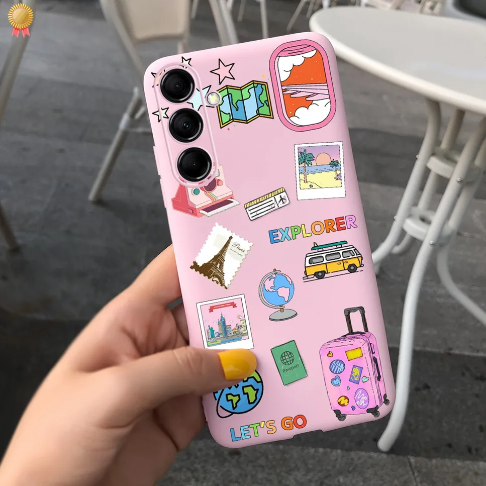 For Samsung F54 5G Cases Cute Cartoon Shockproof Black Pink Silicone For Samsung Galaxy F54 F54 5G Phone Case Bumper Funda