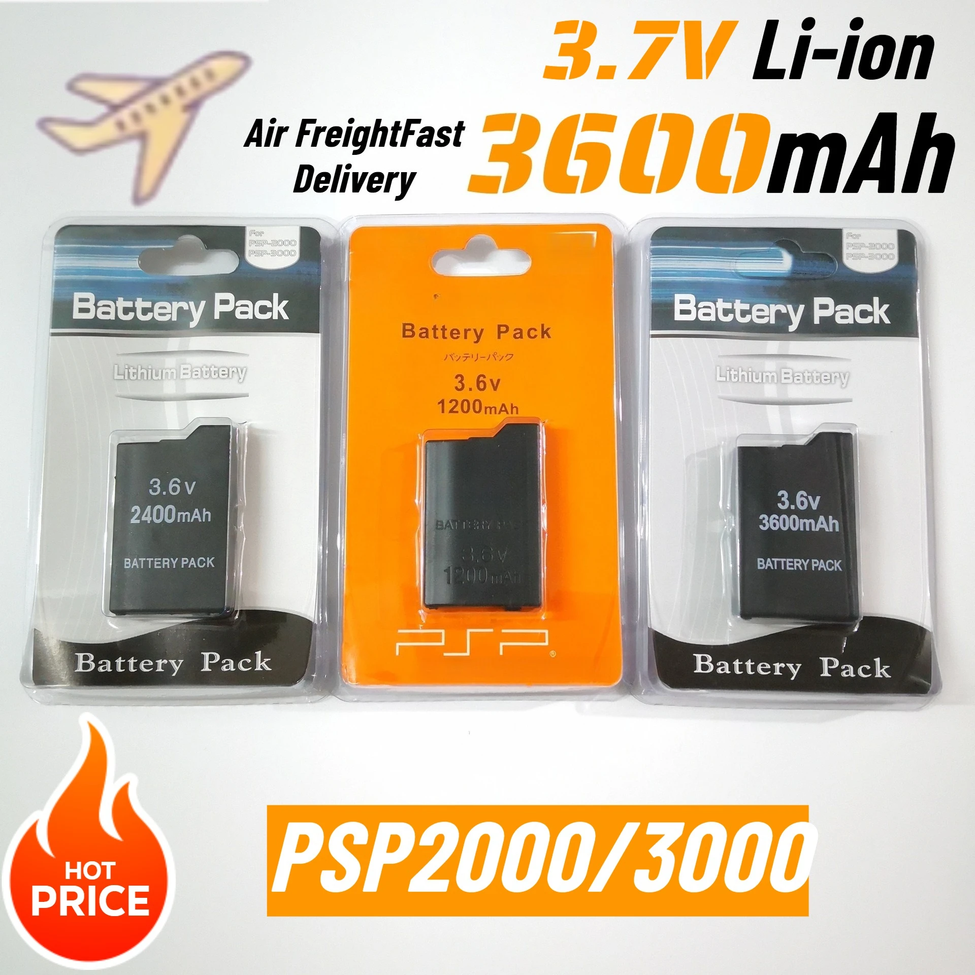 3600mAh for SONY PSP2000 Handheld Game Console Backup Battery Pack 2400mAh for SONY PS Lite PSP-2000 PSP-3000 PSP-3004 Batteries 1
