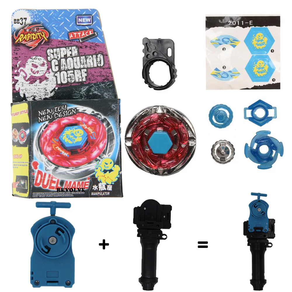 B-X Toupie Burst Beyblade Gravity Perseus Bb-37 Metal Fusion Booster Vol. 2 Wind/Storm Aquario 100Hf/S Con Grip + Blue Pull Line