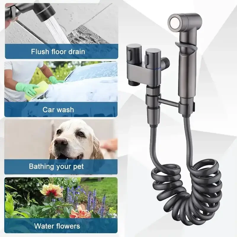 6pcs Modern Bidet Set with Handheld Sprayer & Dual-Control Valve - High-Pressure Boosted Bidet System, Fit for Toilet