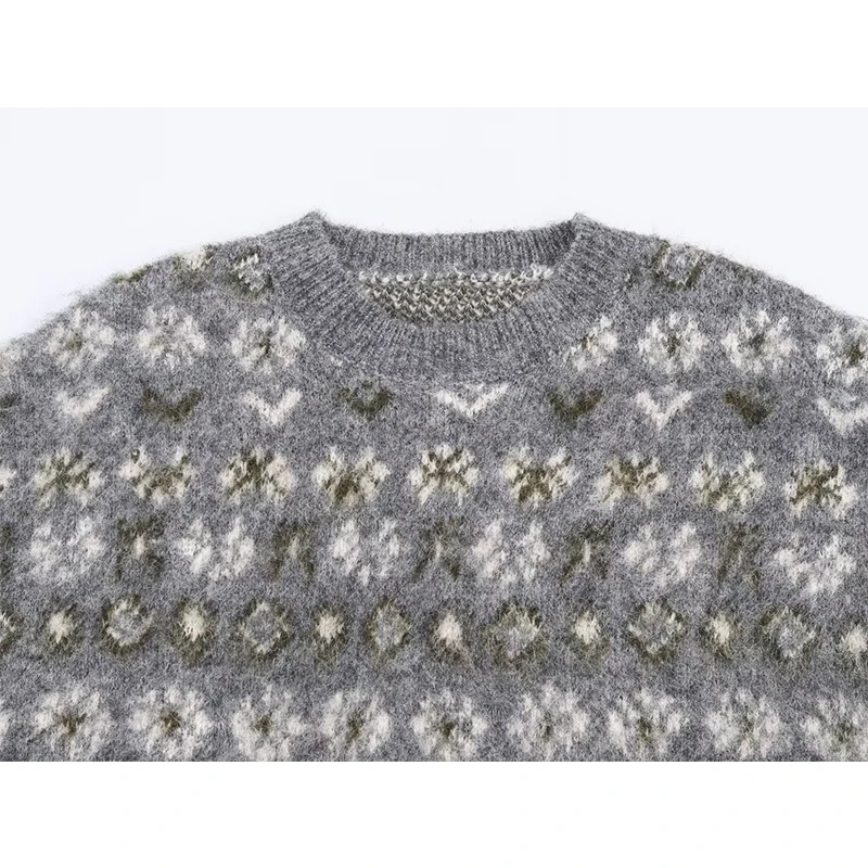 Women's Soft Knitted Pullover Women Fashion Long Sleeve Vintage Jacquard Sweater 2025 New Casual Loose Knitwear Tops ﻿ ﻿