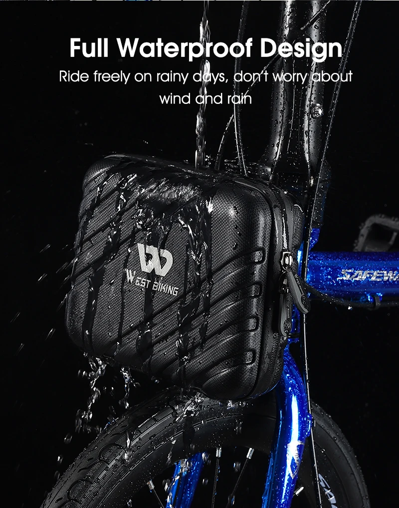Sacoche De Guidon Vélo étanche - Coque Rigide EVA, Support Téléphone Tactile - 26x11,5x30 Cm, Noir/jaune - 3