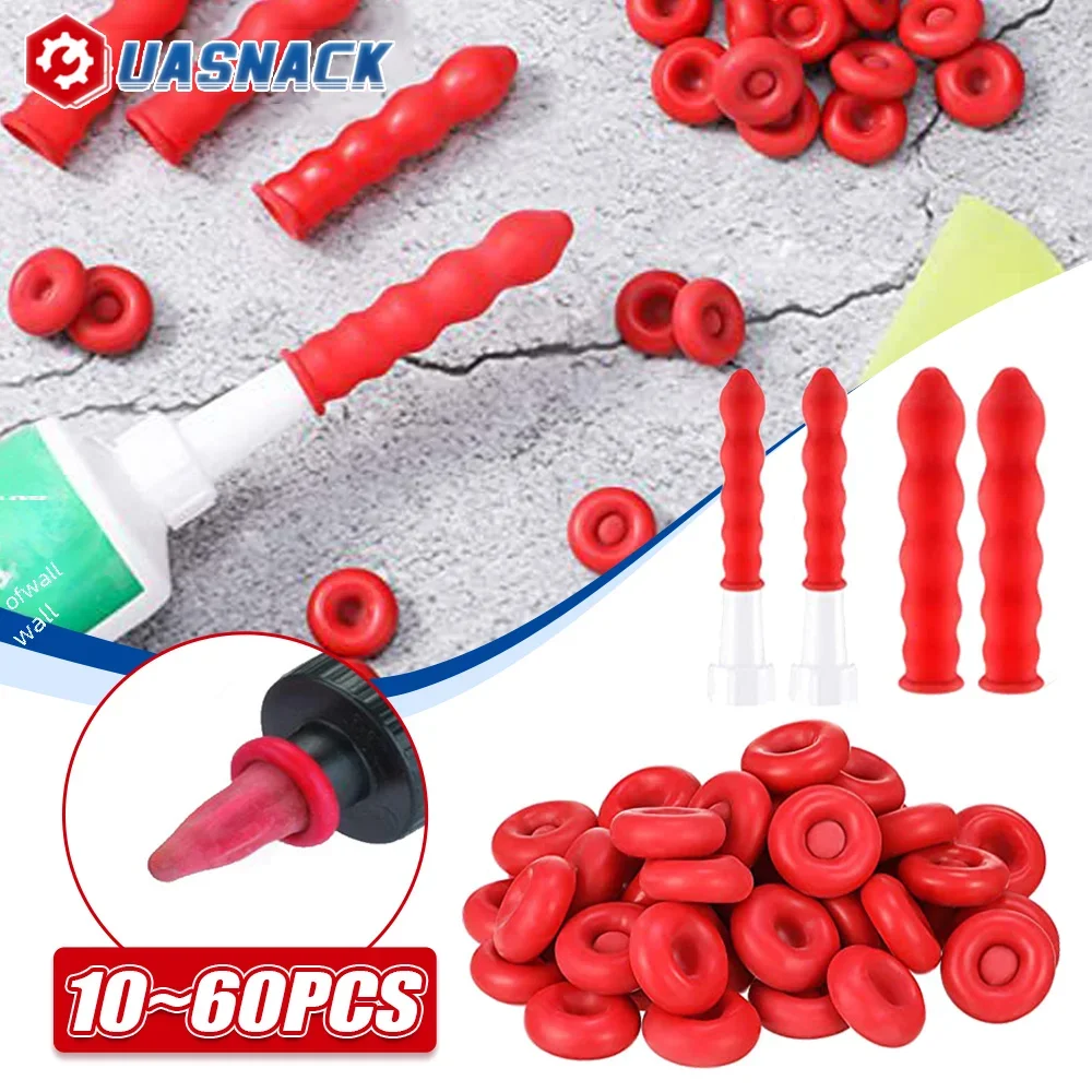 10-50pcs Caulking Gun Nozzles Cap Red Caulk Saving Cap Caulk Sealer Saver Open Caulking Tube for Sealing and Preserving Tools dripless 310ml cartridge type pneumatic caulking gun and multi functional sealant scraper and trowel nozzle plus caulking tools