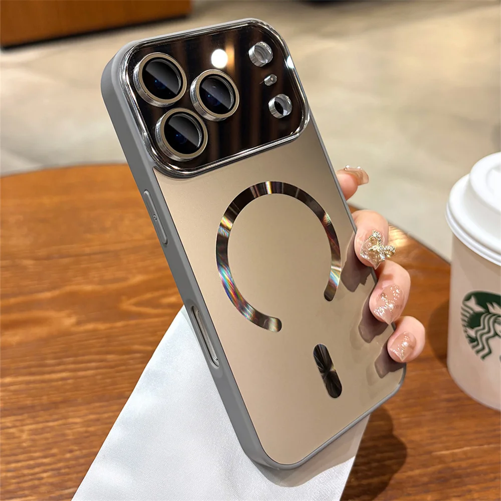 Luxury Aurora Frosted Phone Case with Tempered Glass Lens Cover