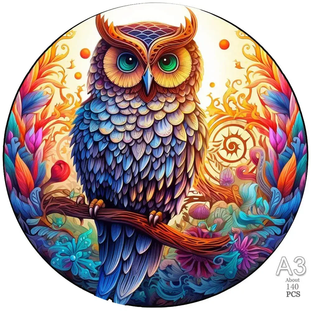Adult Wooden Animal Puzzle - Round Peacock & Bird Design - Children's Festival Gift Jigsaw Toy