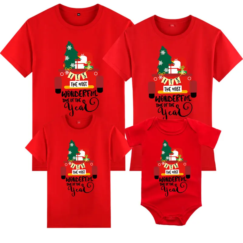 thumbnail image 4 of Conjuntos familiares a juego, camiseta navideña con estampado de Papá Noel, para madre, padre, hija e hijo, camisetas navideñas para adultos y niños, ropa para bebé, 4 of 5