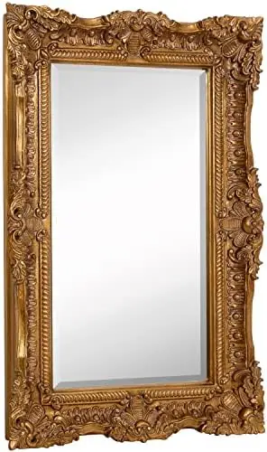 

inch Large Ornate Gold Framed Rectangular Baroque Mirror | Antique Looking French Mirrors Decorative | Bedroom, Bathroom & Non