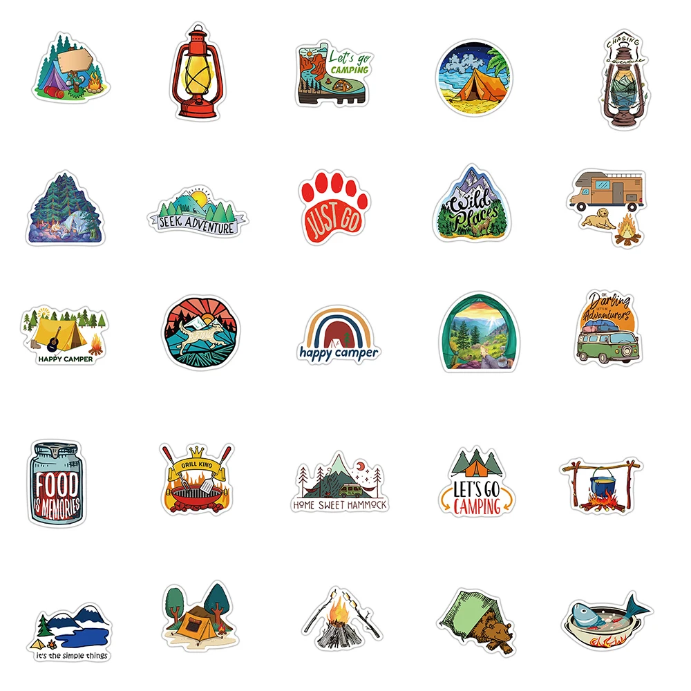 Cartoon Stickers 10/30/50PCS Outdoor Travel Camping Graffiti Cartoon Stickers Luggage Guitar Laptop PVC Waterproof Kid Toys Cool Sticker Decal