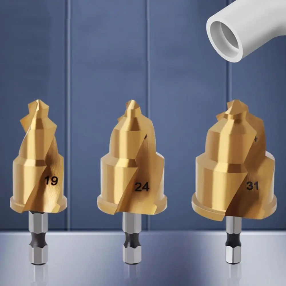 Hexagon Shank PPR Lifting Drill Bit 20/25/32/40/50mm Water Pipe Connection Tool Stepped Drill Bit Titanium Plated Spiral