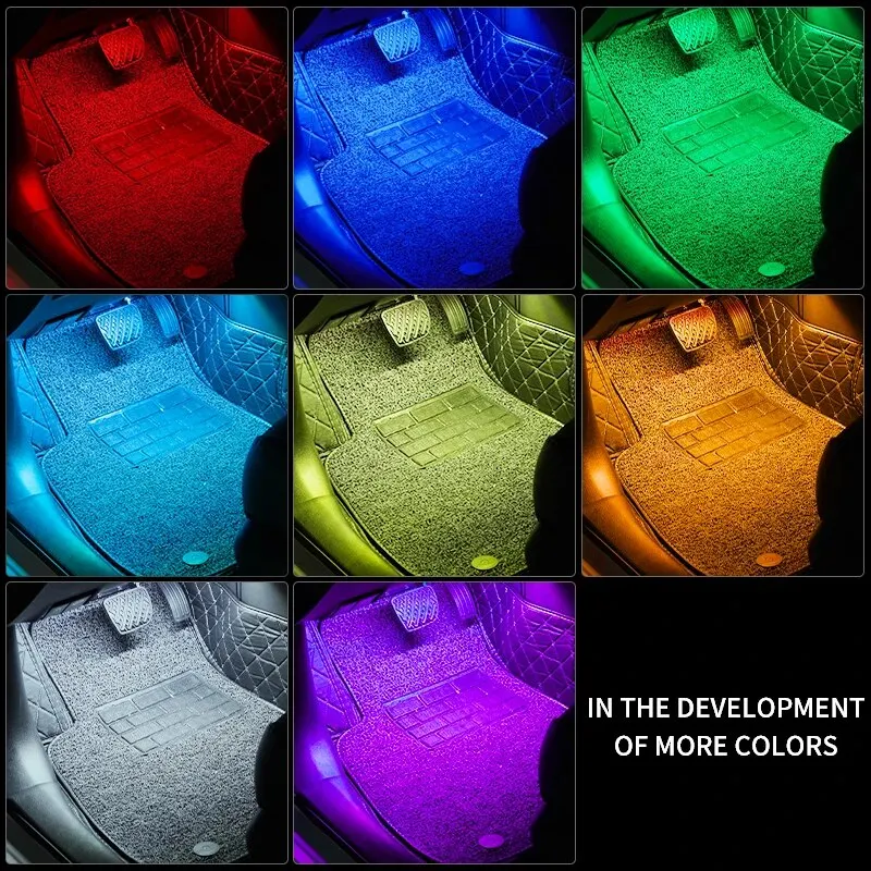Multicolor LED Interior Ambient Light Strips for Cars - Decorative Automobile Atmosphere Lamps