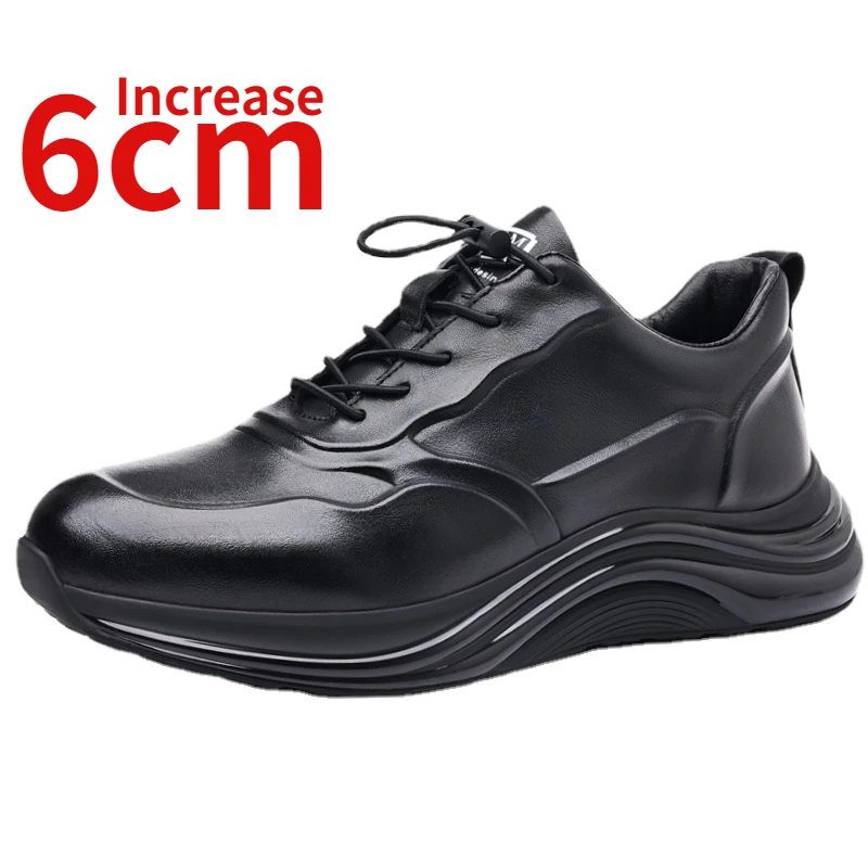 

Casual Sneakers for Men Genuine Leather Increased 6cm Dad's Shoes Height Increased Shoes Thick Soles Elevated Shoes Sports Men's