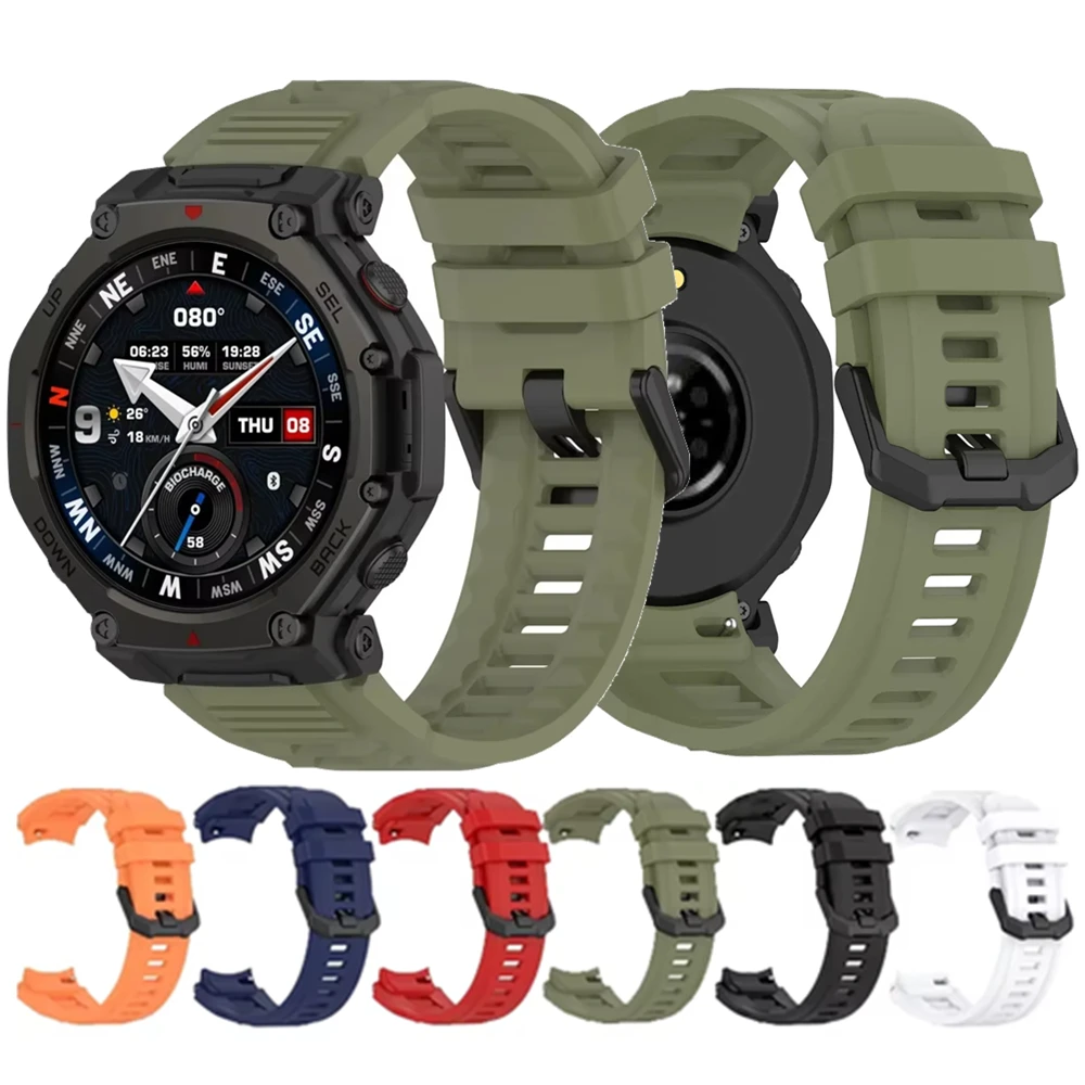 아마즈핏 T-Rex3 Pro 48mm 스마트워치용 실리콘 밴드, 후아미 아마즈핏 T Rex 3 Pro 밴드 교체용 스포츠 스트랩, 코레아 브레이슬릿