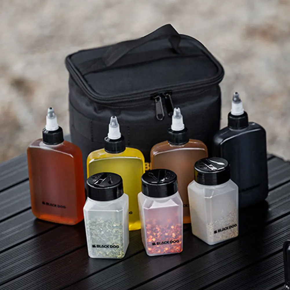 Blackdog Outdoor BBQ Seasoning Storage Bag Condiment Bottle Set Camping Picnic Camping Spice Container Barbecue Seasoning Bottle