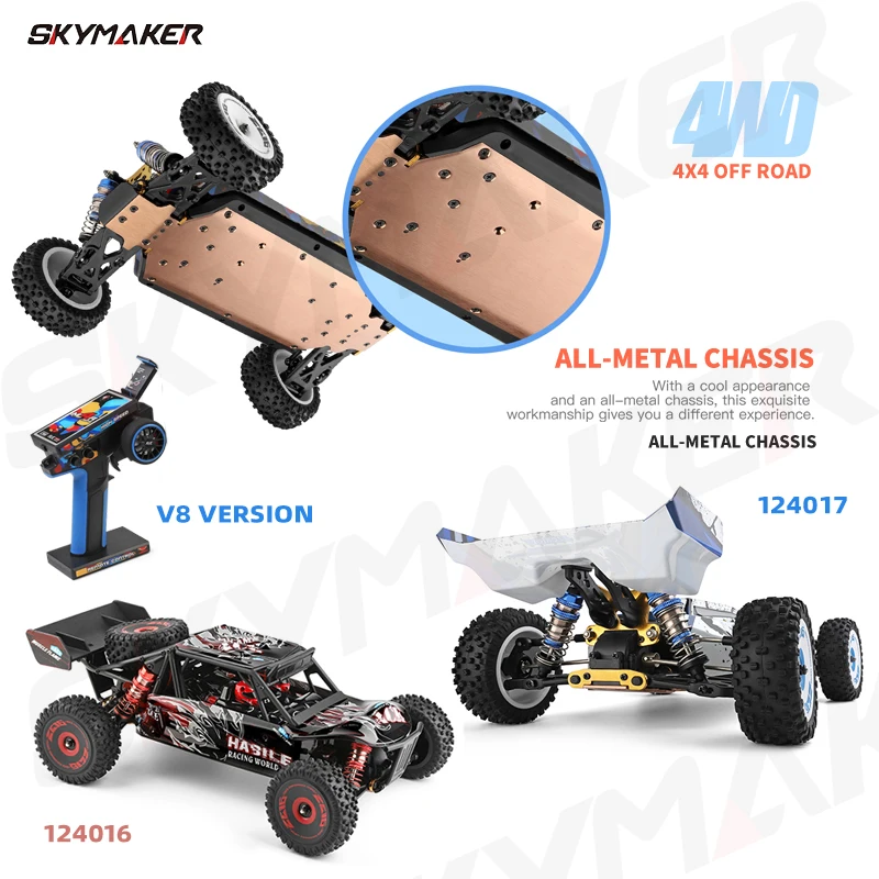 WLtoys 124016 124017 1:12 RC Car 2.4G V8 Remote Control Brushless 75Km/H High Speed 4WD Off-Road Drift Racing RC Toy Car for Boy 5