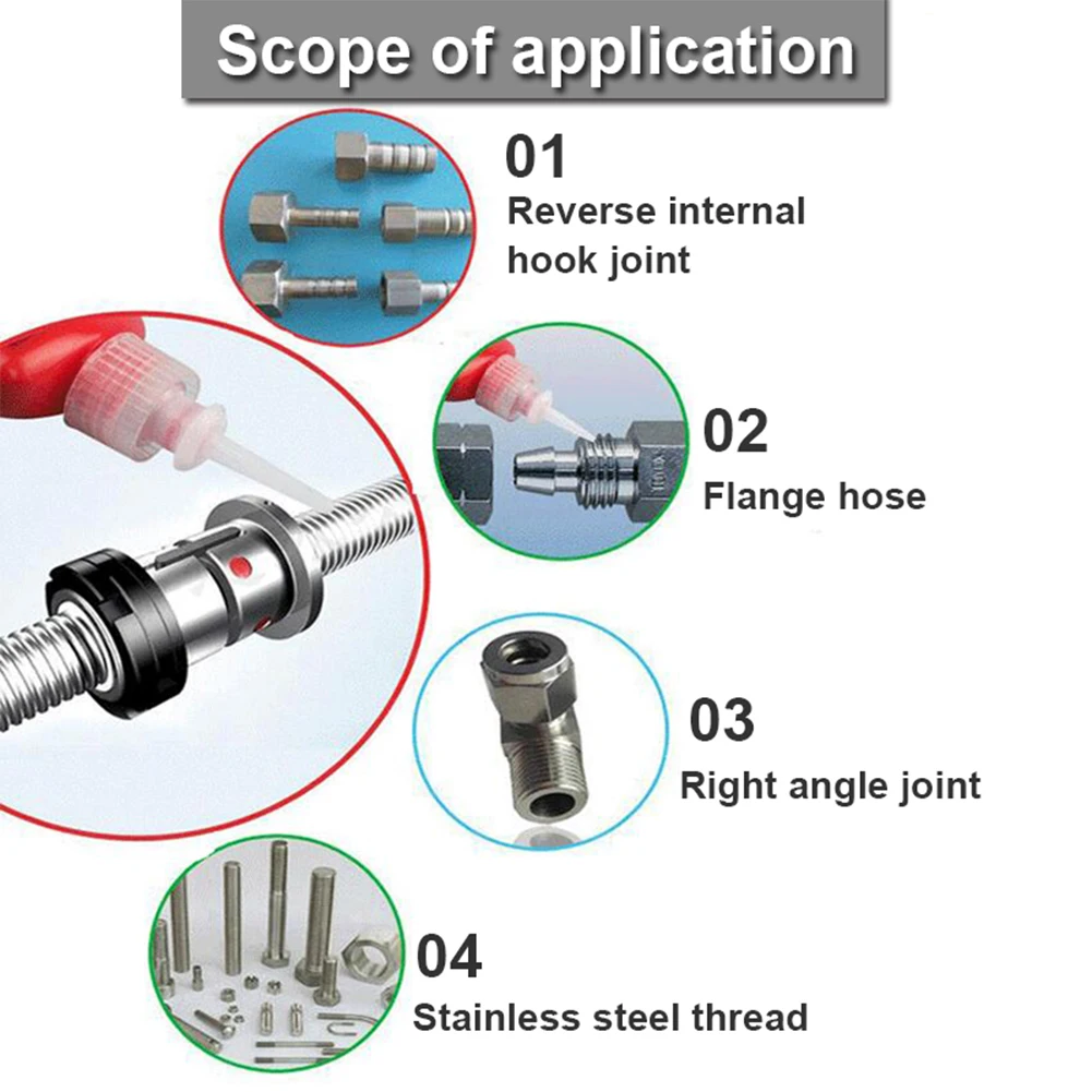 Description Picture 4 of item1pc 50ml Threadlocker 243 Anaerobic Adhesive Fit Screw Rust Screw Not Tight For Pipe Thread Anti-slip Sealing Caulk Sealers