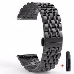 Stainless Steel Smartwatch Band, Adjustable Strap - 22mm (Black Tool)
