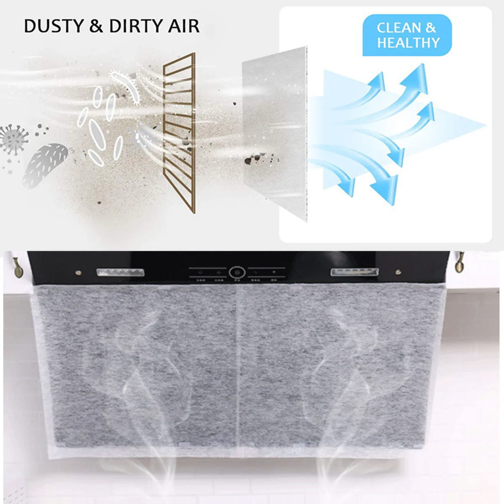 Complete Air Vent Filters Kit for Heating Intake Registers & Grilles Filter Air Conditioning Parts Easy Installation 200x100cm