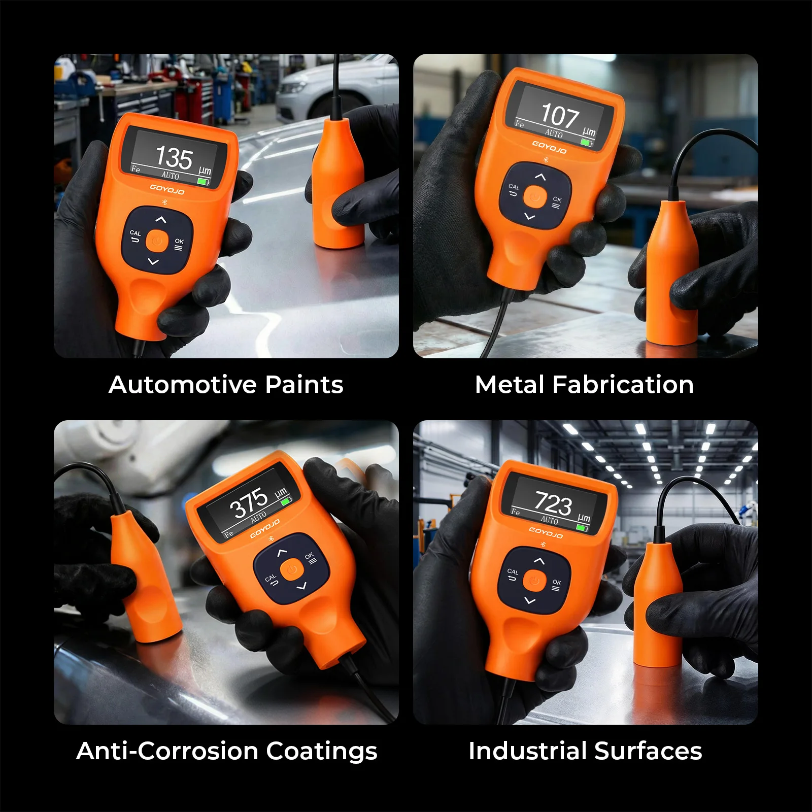 Digital Paint Thickness Gauge Built-in Bluetooth 0.0-9900μm Fe/Al/Zi Putty Car P