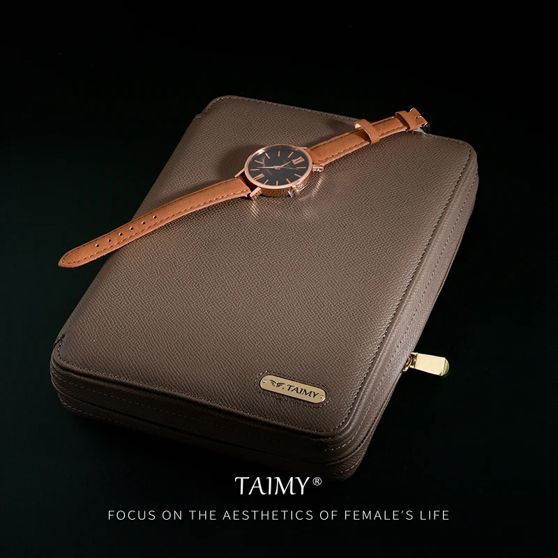 TAIMY High-end Genuine Leather Watch Bag Luxury Watch Collection Box Watch Container Travel Storage Organizer Display&Packging
