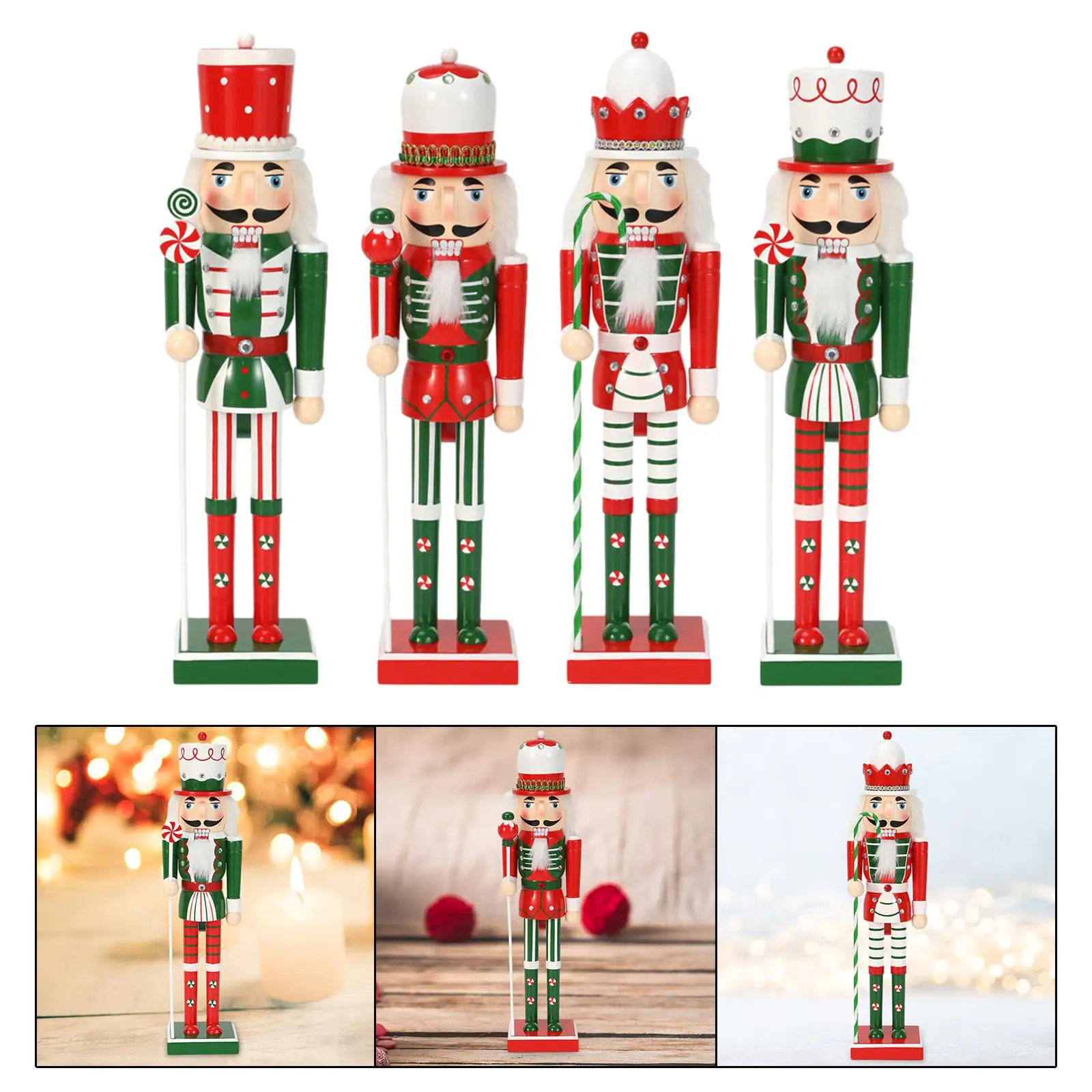 

Christmas Nutcracker Ornament 14.96inch Traditional Puppet Figure Toy Figurine Decoration for Festival Scene Layout Desk