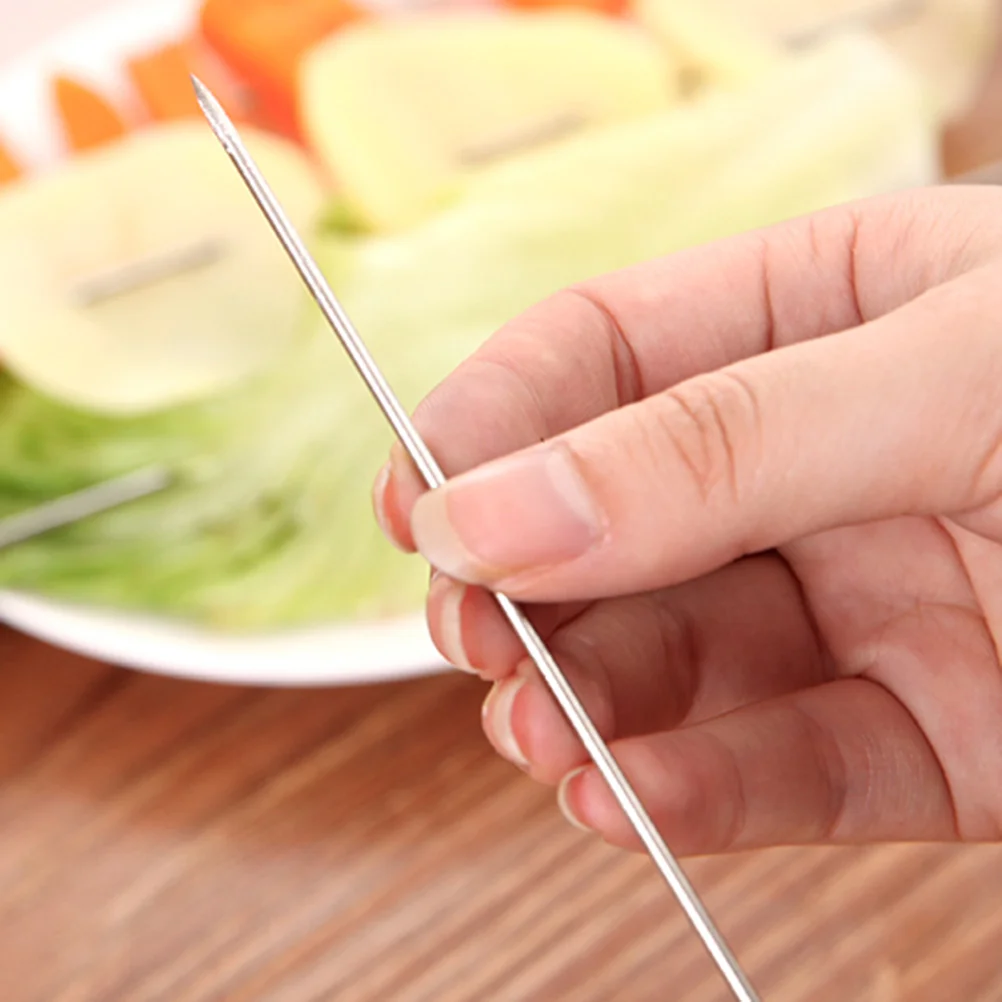 100pcs 185mm*385cm Stainless Steel Barbecue Grilling BBQ Needles Sticks Skewers bbq skewer set