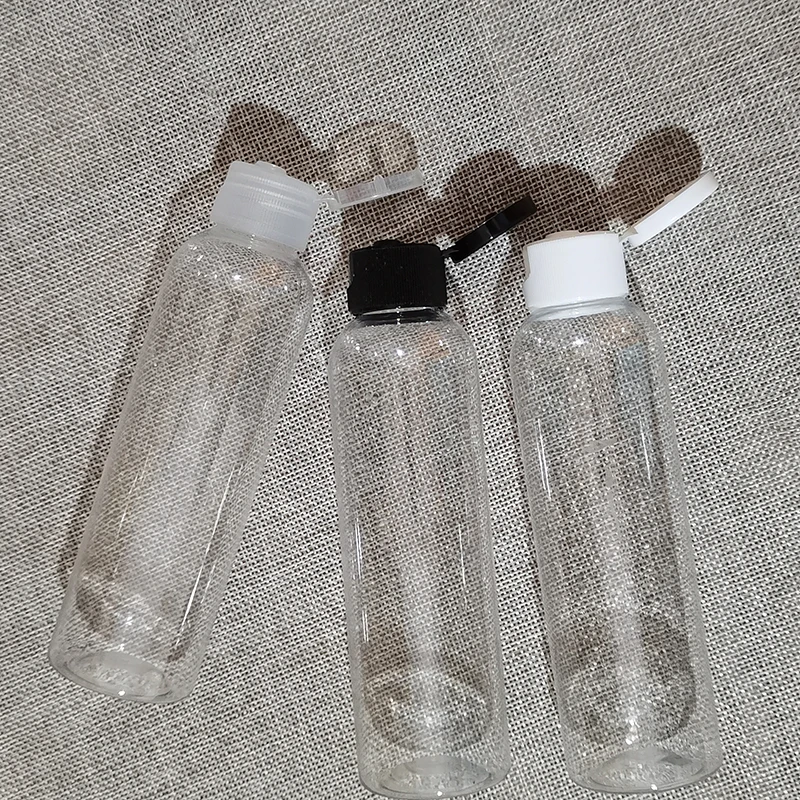 

50pcs/lot 150ml Empty Clear Refillable Cosmetic Bottle With Plastic Flip Top Cap 150cc Capacity PET Shampoo Container