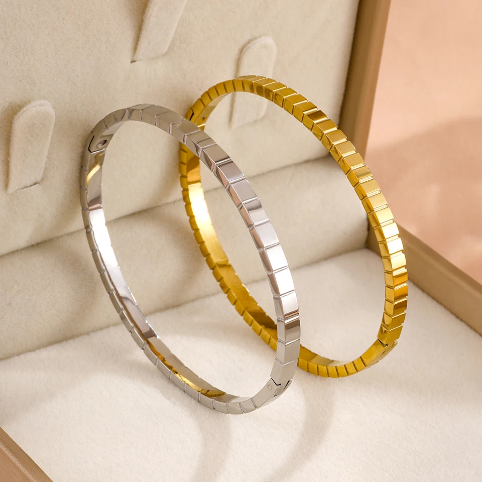 Yupsk Neues 2-teiliges Set Inlay-Armband mit quadratischem Zirkon aus Edelstahl für Damen und Herren, wasserdicht, modischer Schmuck, Geschenk – Detail 7