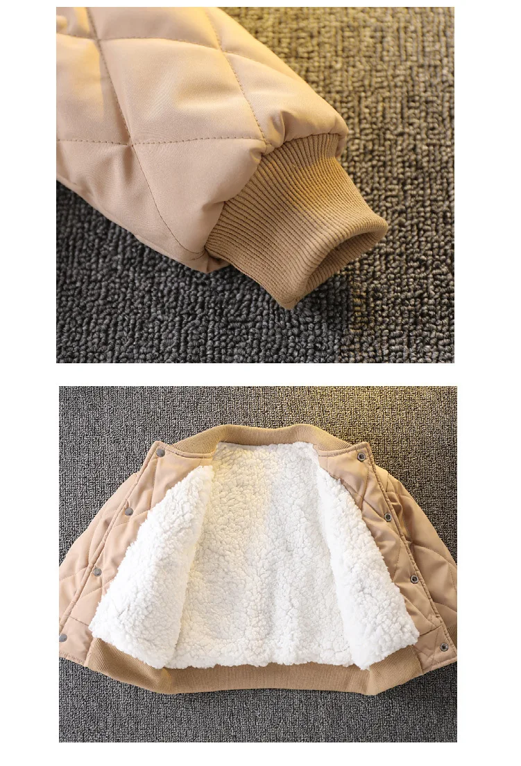 Autumn Winter Baby Boys Thickened Plush Jacket Coats Baseball Clothes Child Fashion Warm Fleece Cotton Padded Clothes Outerwear children jackets