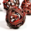 DnD Dice Set - 7 Piece Zinc Alloy Metal Hollow Dice, Red Pattern for RPG & Tabletop Games 4
