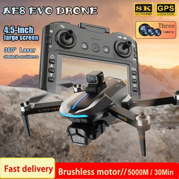 AE8 EVO GPS Drone 4K professionale HD doppia fotocamera con schermo 5G WIFI 360 ° Droni FPV quadricottero Rc senza spazzole per evitare ostacoli