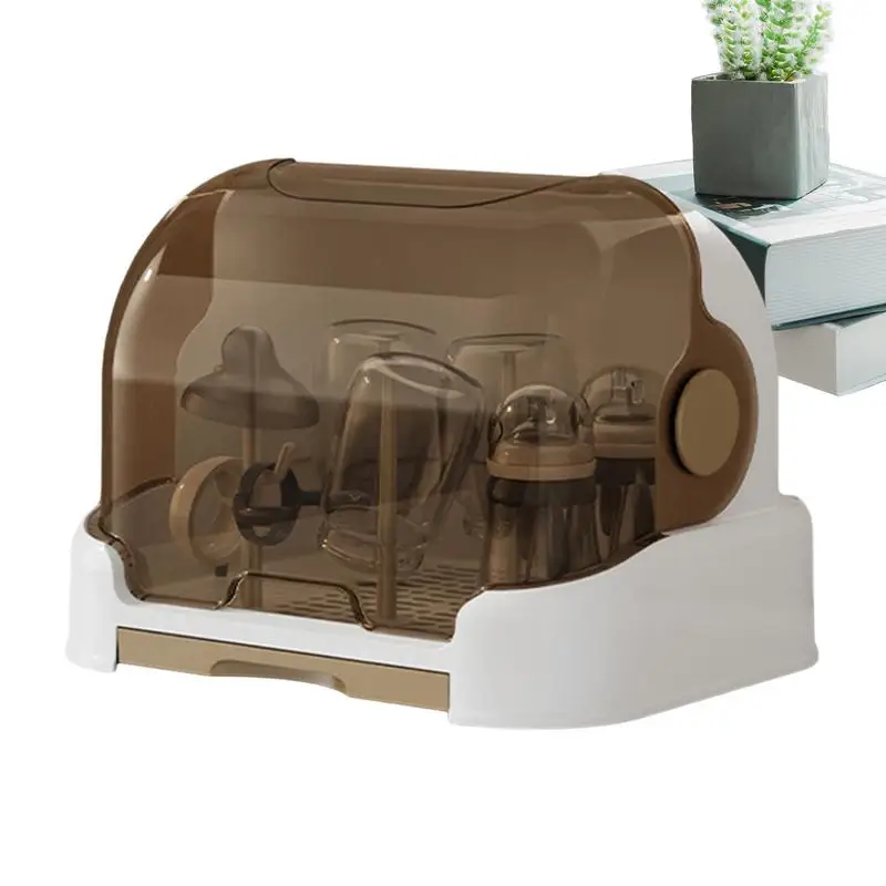 Babies Bottle Drying Rack Dustproof Bottle Storage Removable Drip Tray Durable Good Sealing Protection Toddler Bottles