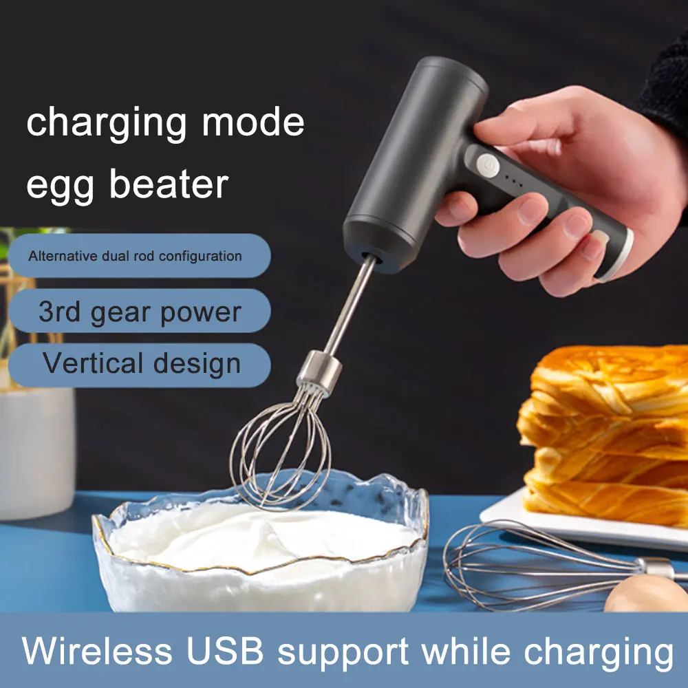 New Wireless Electric Food Mixer Portable Handand 3 Speeds High Power