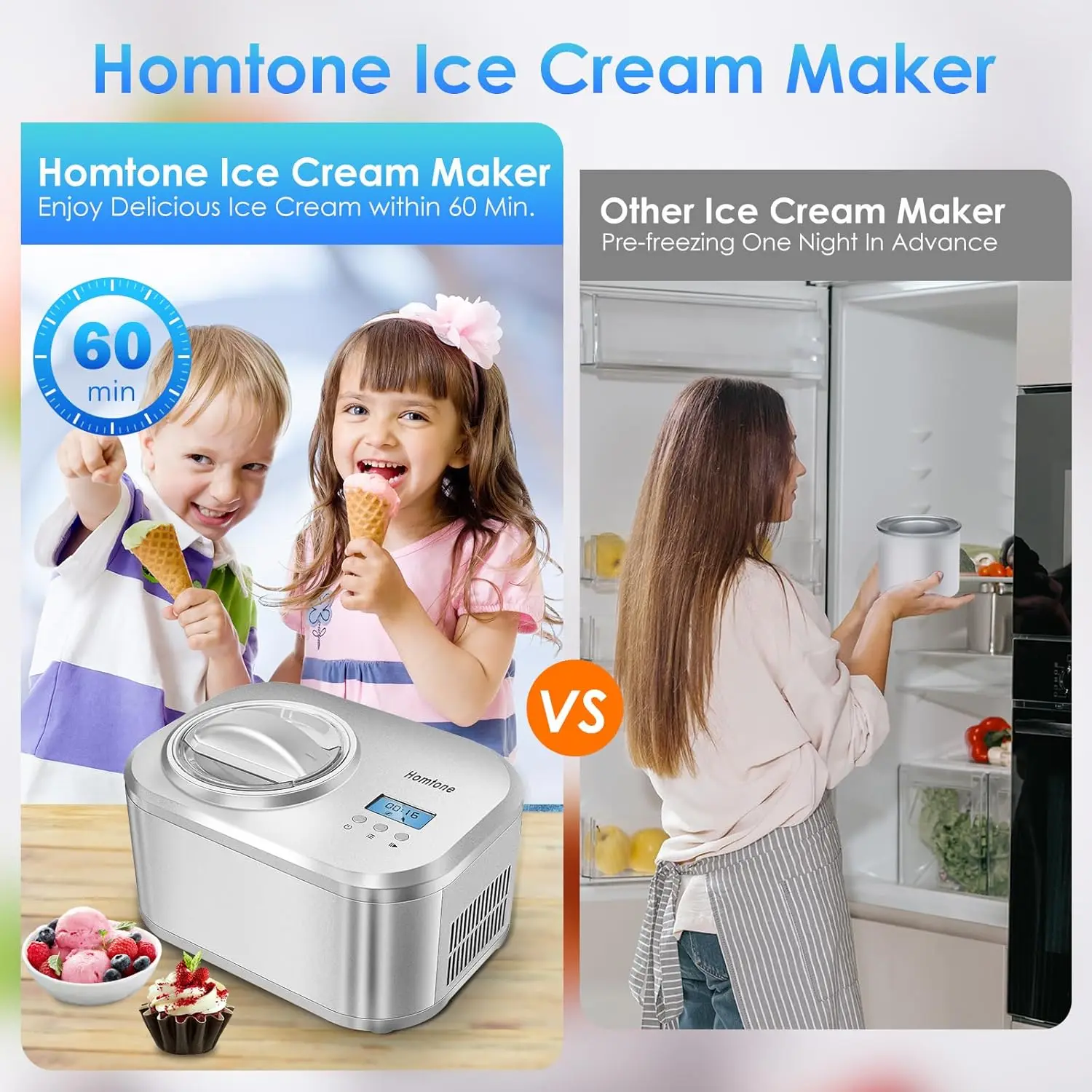 Automatic Ice Cream Machine with Built-in Compressor 4