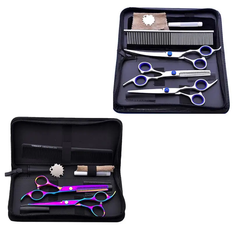 

Dog Grooming Kit Stainless Steel Cat Scissors Straight Curved Shears Comb With Storage Bag Professional Straight Shears Chunker