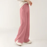 2024 new wool women's pants, high waisted loose cashmere floor pants  knitted fashionable hot selling women's wide leg pants - Image 6