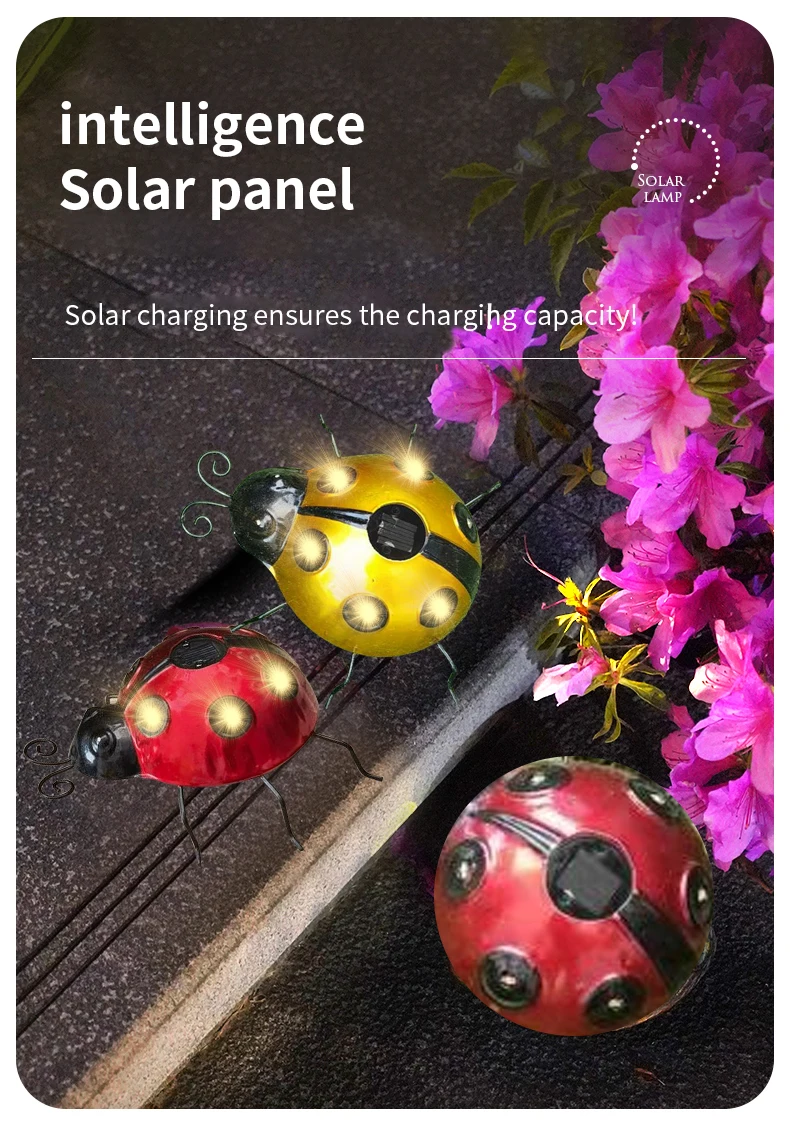 solar fence lights Garden Decorative Solar Lights LED Outdoor Waterproof Solar Powered Ladybug Wall Lamps for Villa Garden Courtyard Balcony solar motion lights