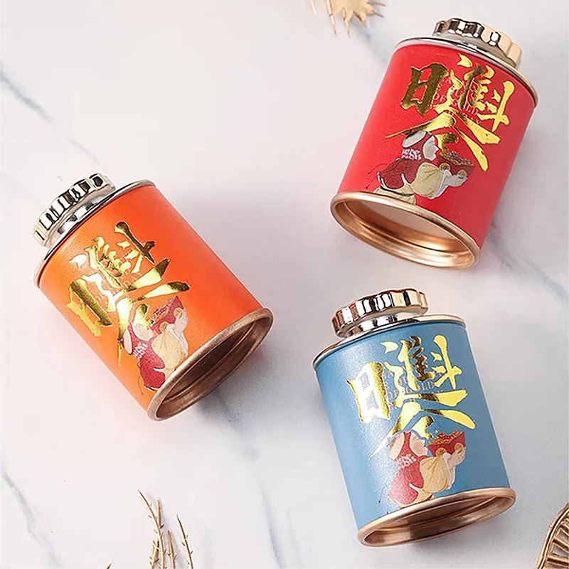 Solid Mini Empty Tea Tin Can Household Green Black Tea Sealed Jar Portable Travel Small Packaging Box Paper Storage Can tea tin box tea canister airtight container