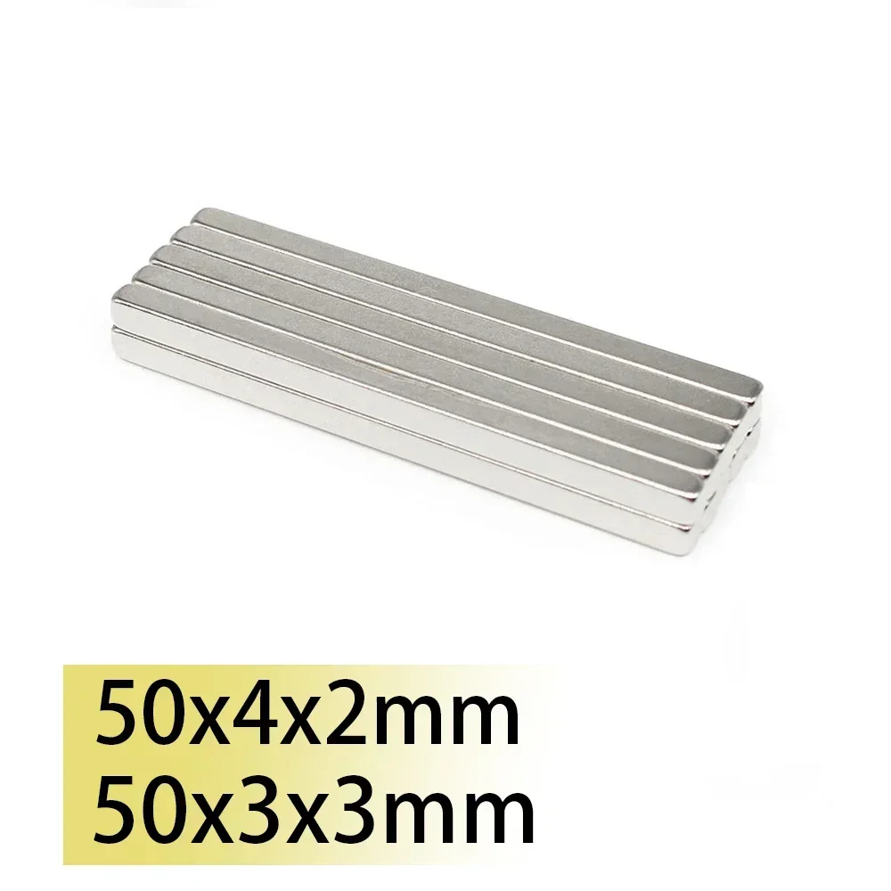 

N35 50x3x3mm 50x4x2 NdFeB Block Neodymium Magnet Super strong 50*3*3 Customised Motor Fridge Permanent Magnetic Bar Search Iman