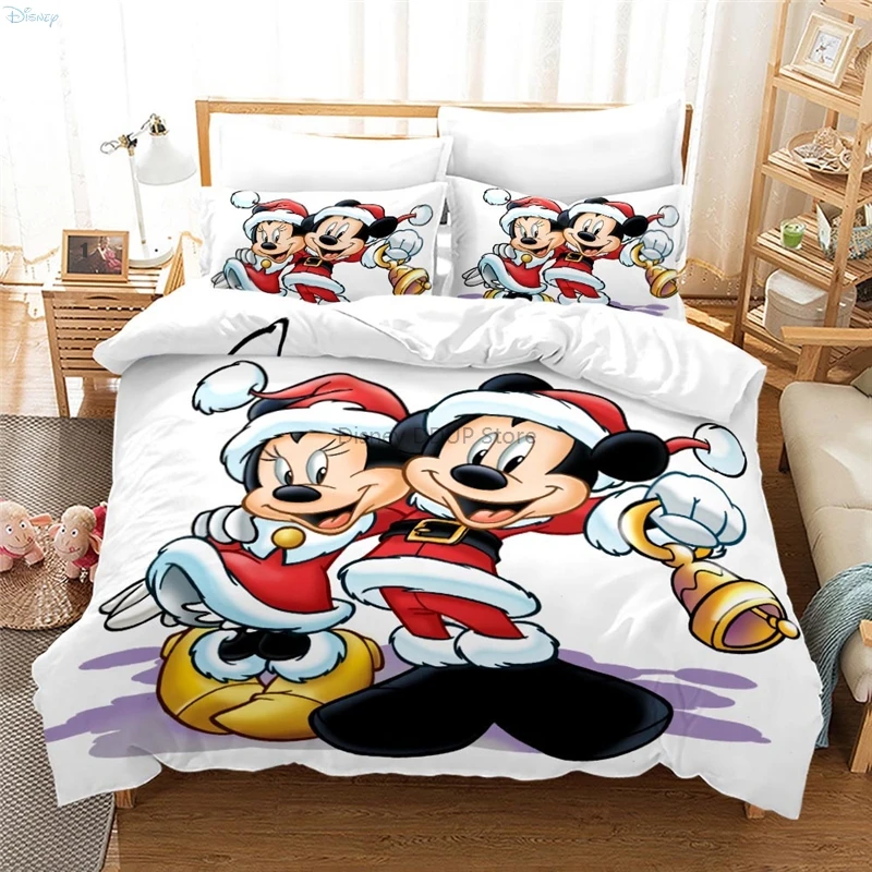 Mickey Mouse Minnie Mouse Couples Hold Hands Bedding Set Cartoon 3d Duvet Cover Sets Pillowcase Boys Girls Children Bedclothes 