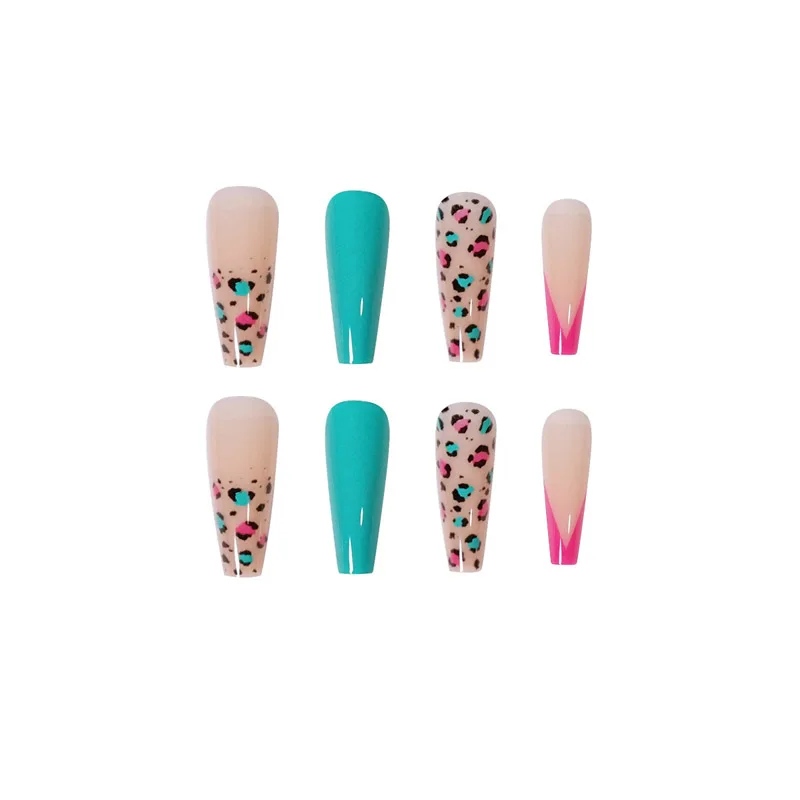 

24pcs Leopard Print Fake Nail Nail Patch Nail Patch Wearable Nail Finished Full Cover Fake Nails Women Fake Nails with Designs