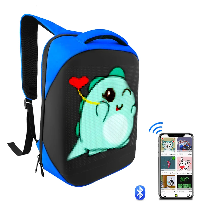 DIY Fashion Backpack LED Full Color Screen Travel Laptop Backpack For Adult And College Students, Need Plug In The Power Bank